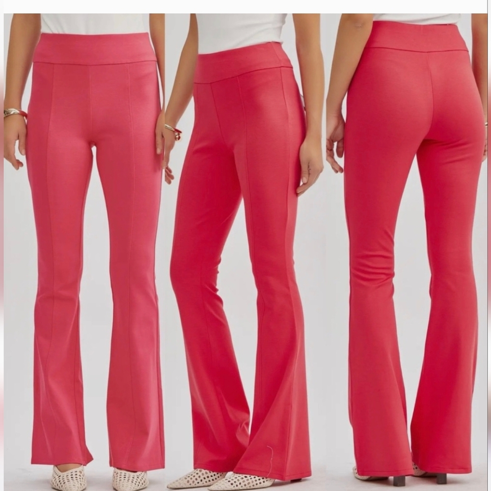 Dear Scarlet - It' Magic Tummy Control High Waist Pink Flared Pants